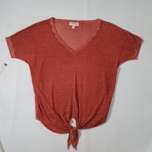 CLOTH &  STONE Lenin Blend Brick V neck Blouse sz  S